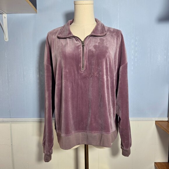 Avia Extra Large Pinky Mauve Velvet Flare Leg Pullover Jacket Casual Set (Flaw) - Picture 2 of 14